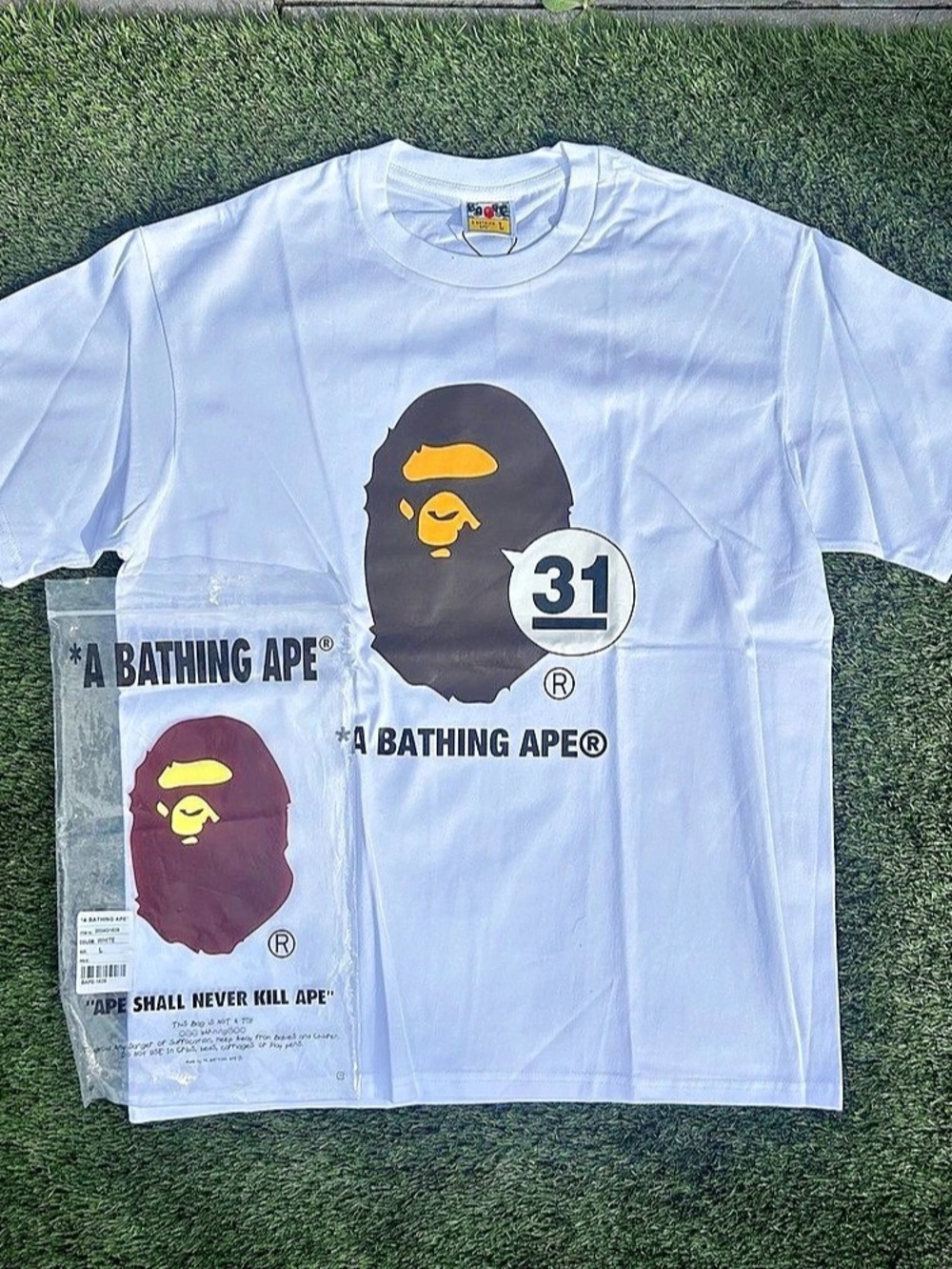 A Bathing Ape 31st Anniv. Ape Head Tee White Large